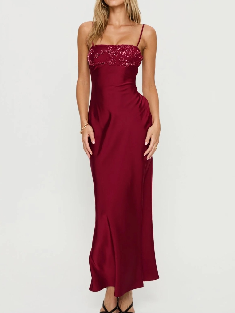 Princess Polly Engracia Sequin Maxi Dress Burgundy